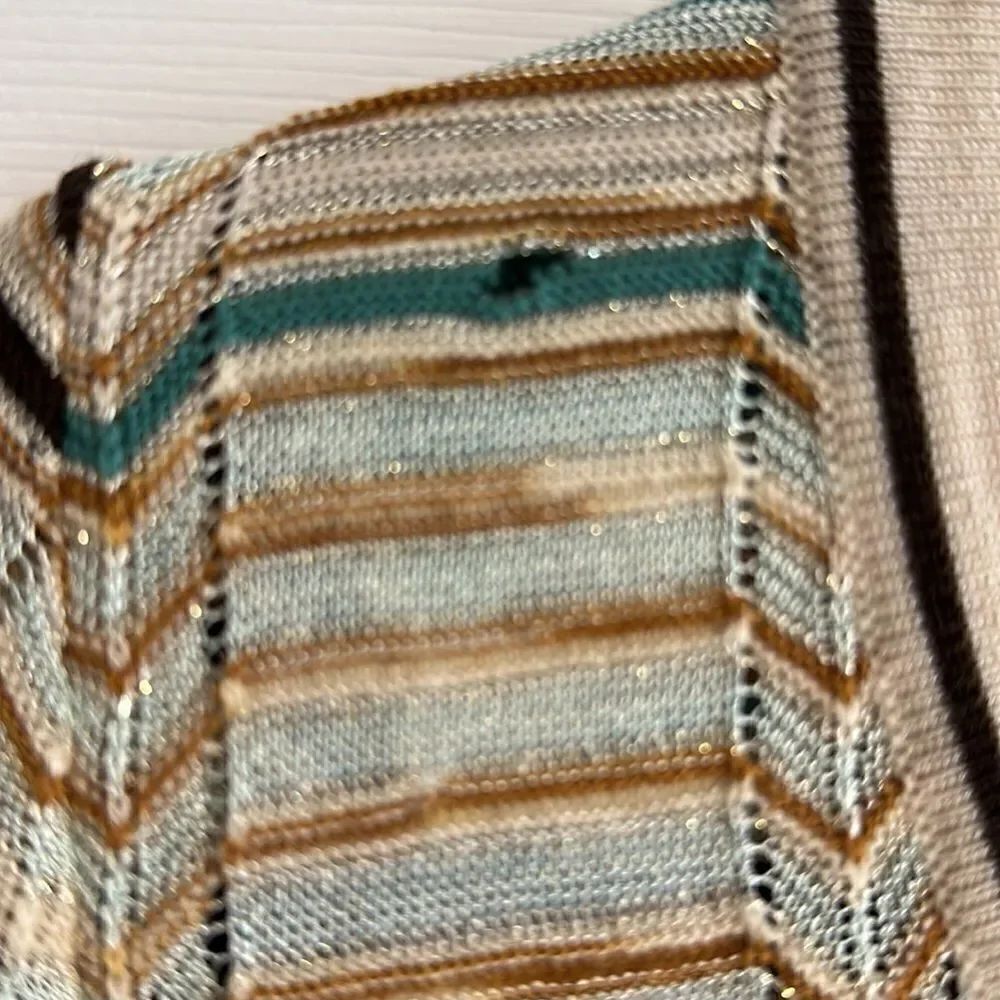 M Missoni Multicolor Knitted V-Neck Long Sleeve Wool Blend Striped Dress - Picture 5 of 8